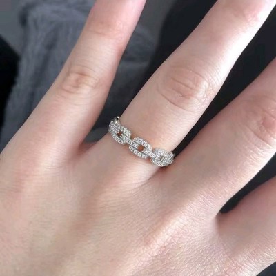 Dainty Silver Cuban Link  Ring Covered In CZs Size 9 & More