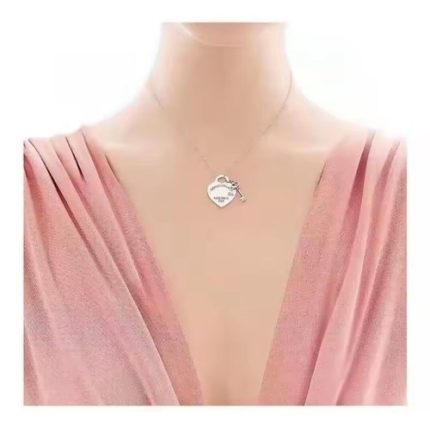 Please Return To NY 925 Sterling Silver Heart Tag Rose  Gold Key & Necklace